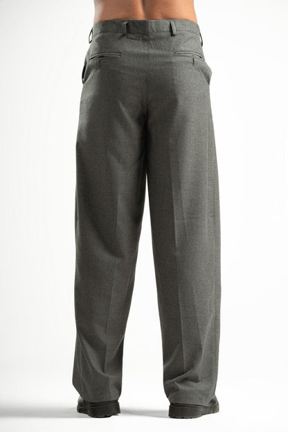 Men’s Dark Grey Pleated Pants