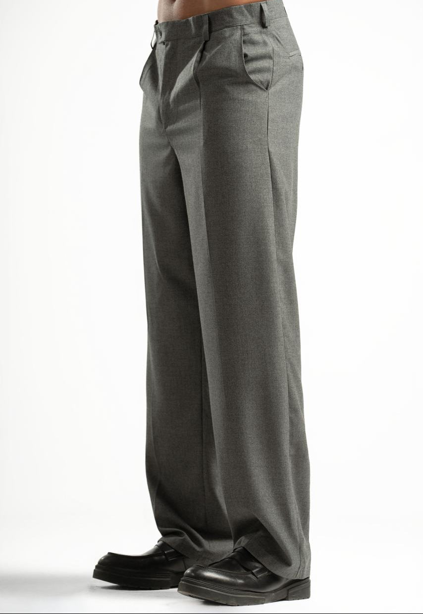 Men’s Dark Grey Pleated Pants