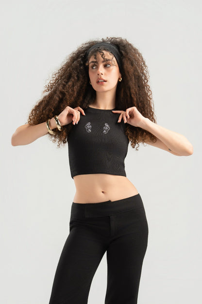 Black Ribbed Tank Top