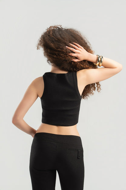 Black Ribbed Tank Top