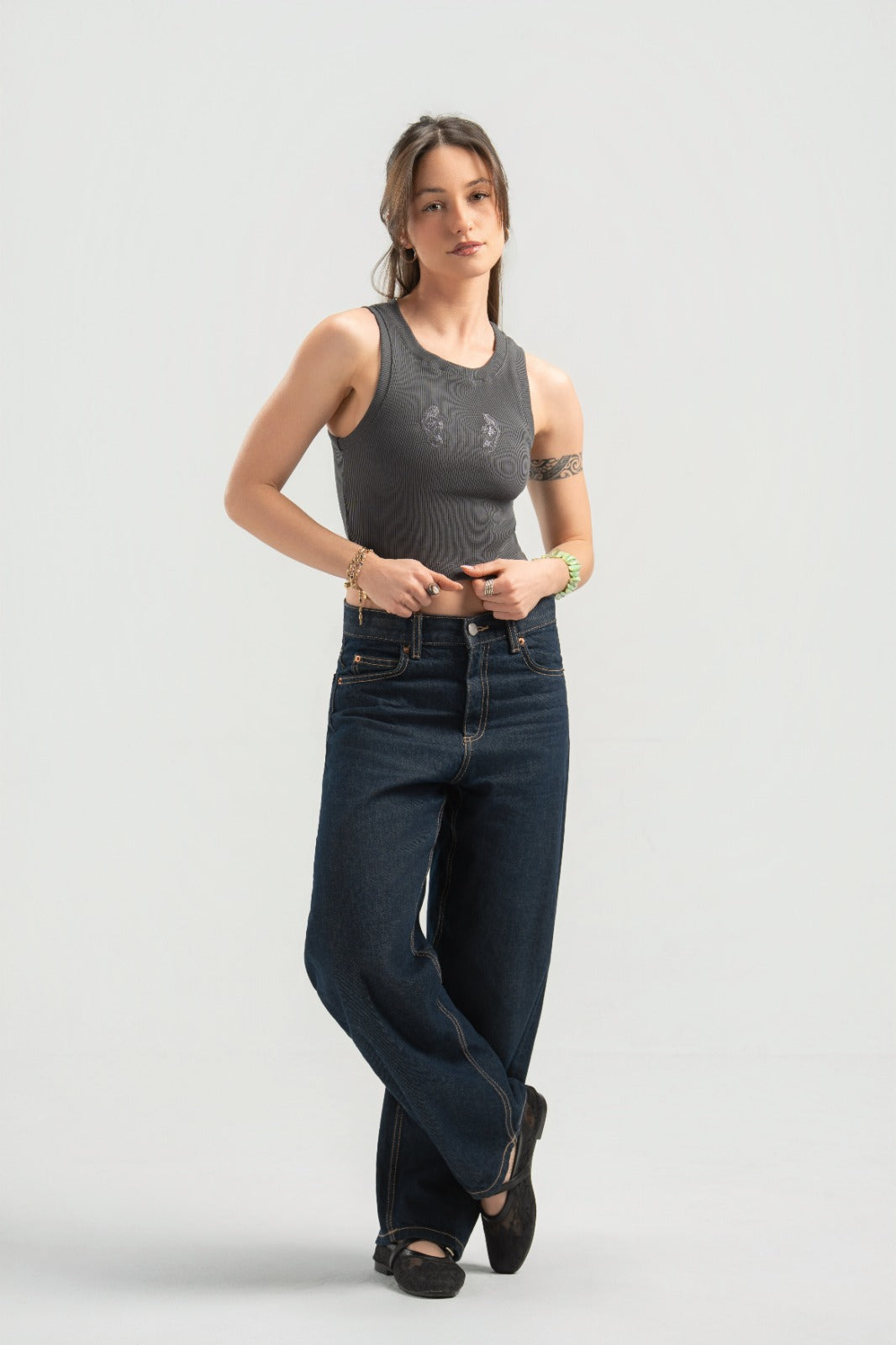 Grey Ribbed Tank Top