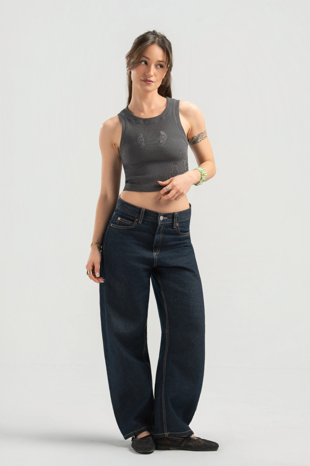 Grey Ribbed Tank Top