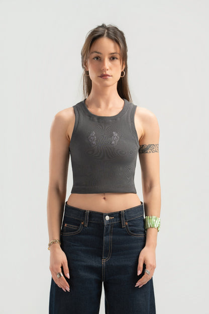 Grey Ripped Tank Top