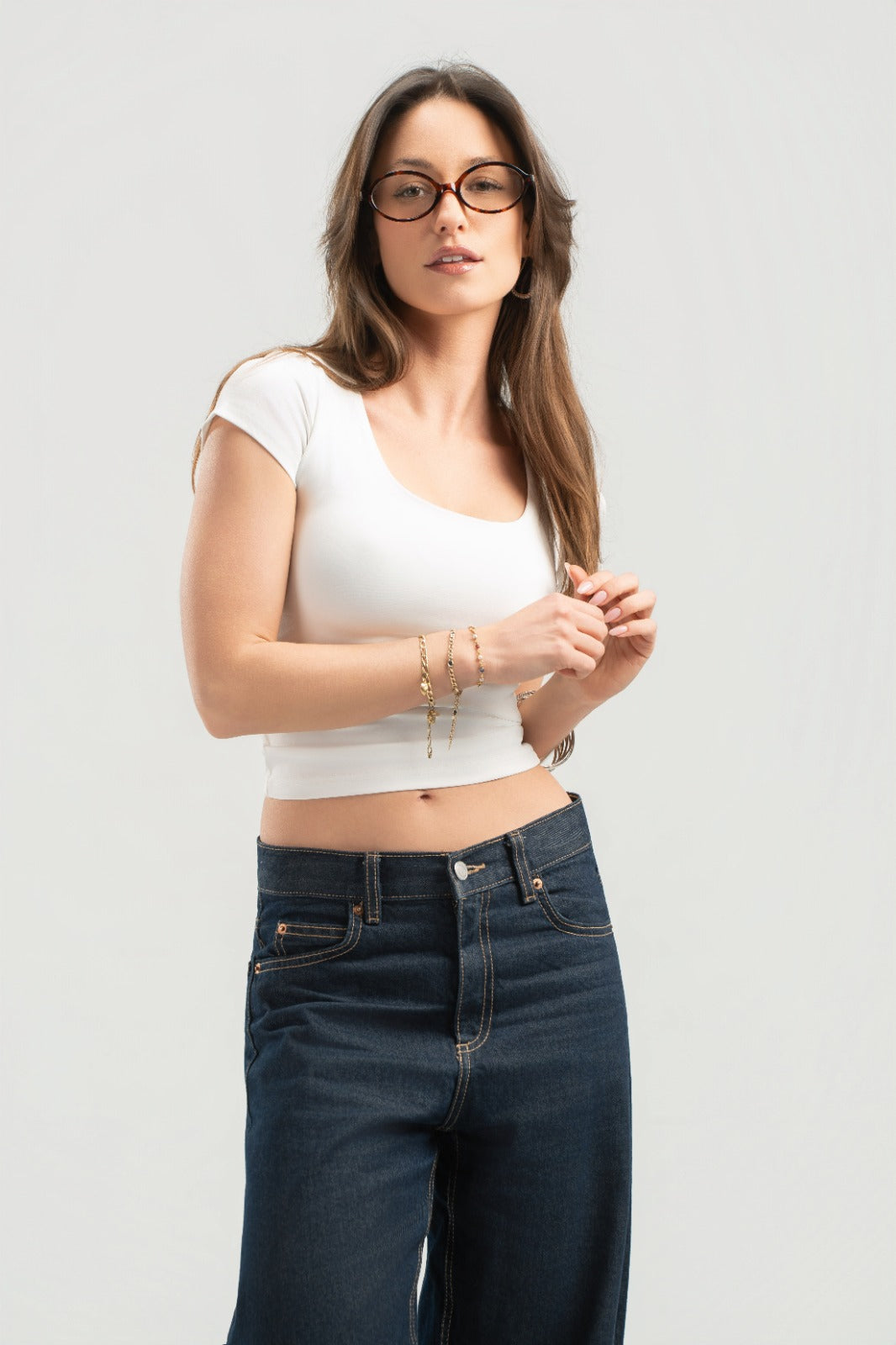 White Half Sleeves Top