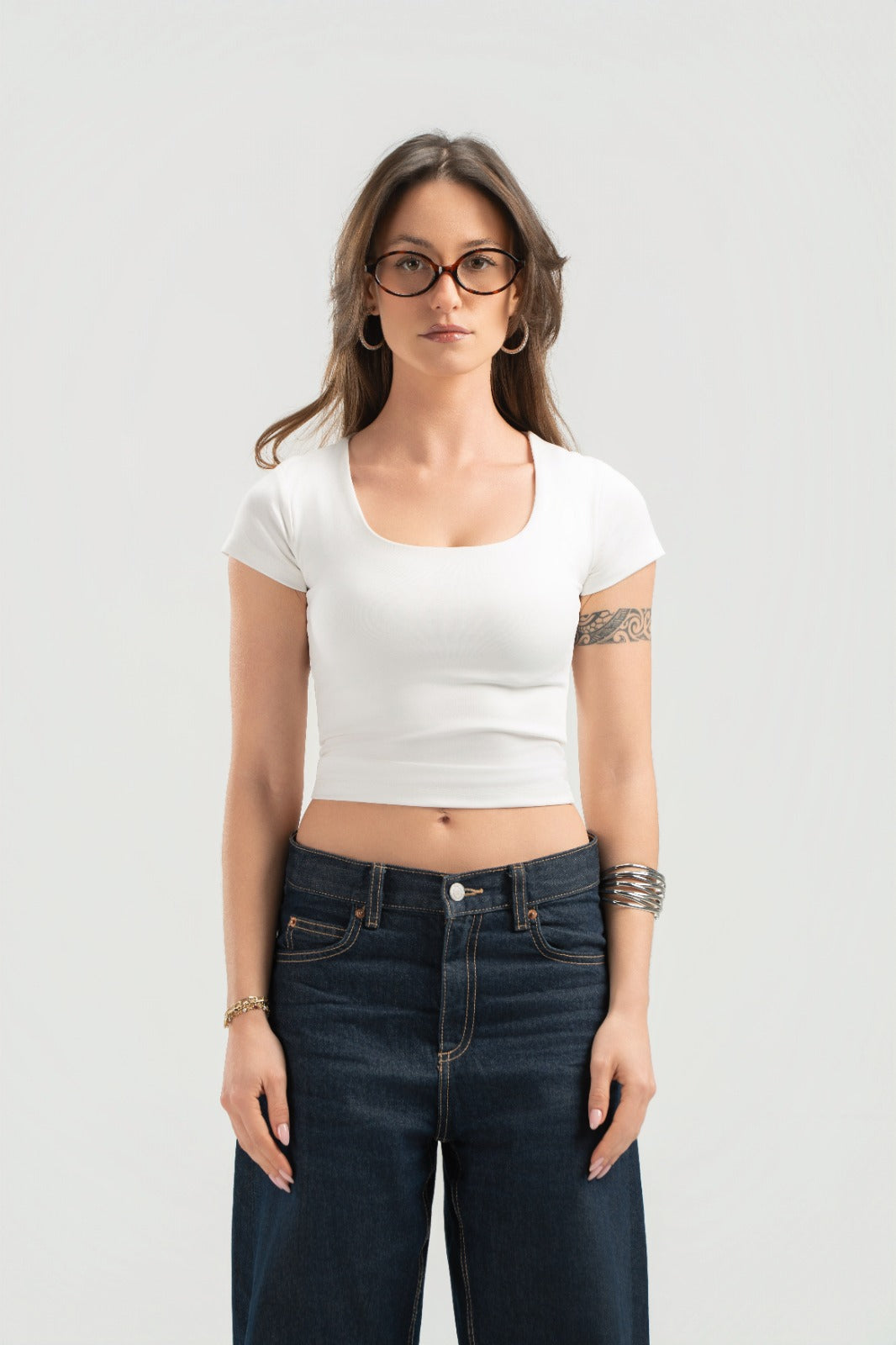White Half Sleeves Top
