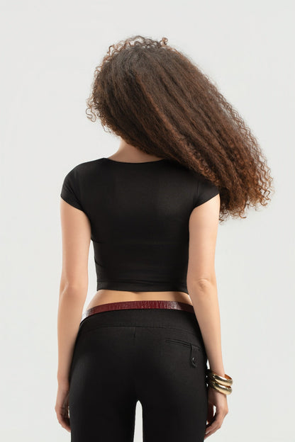 Black Half Sleeves Top