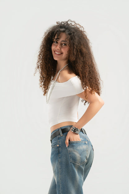 White Off-Shoulder Top