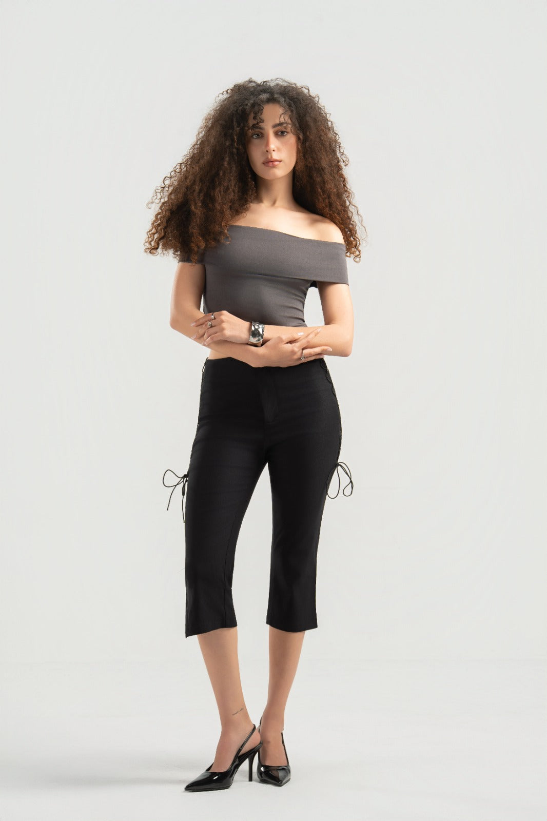 Grey Off-Shoulder Top