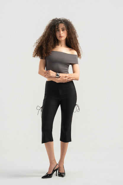 Grey Off-Shoulder Top