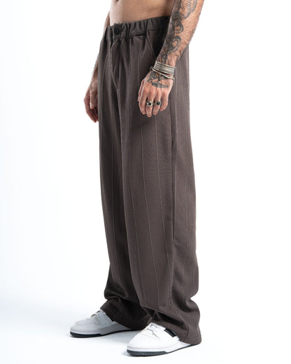 Olive Wide-Leg Pinstripe Pants