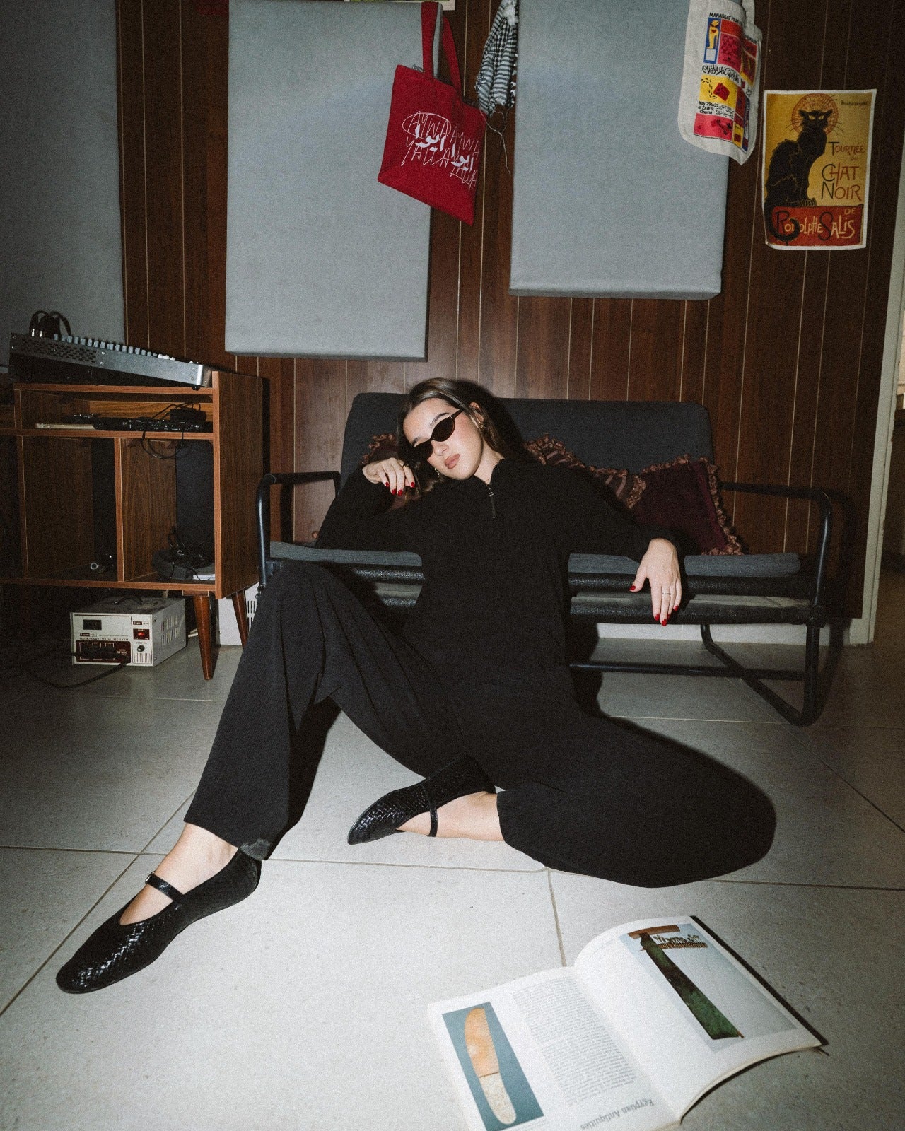 Womens Black Ribbed Jacquard Pants