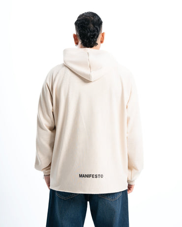 Mens Beige Cropped Hoodie