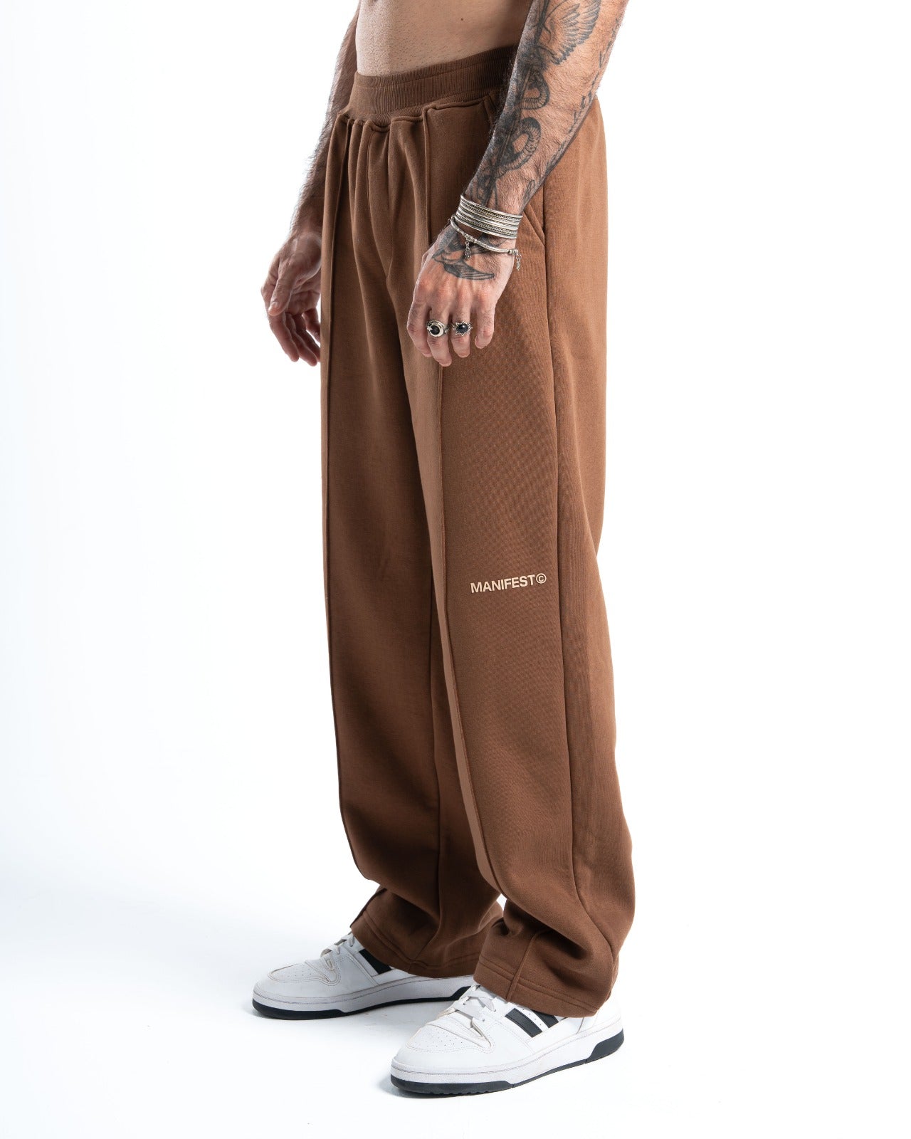 Brown Wide-Leg Core Sweatpants
