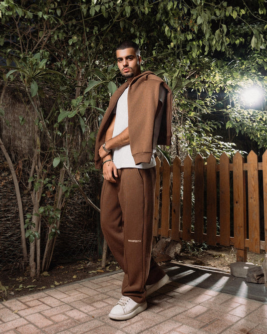 Brown Wide-Leg Core Sweatpants