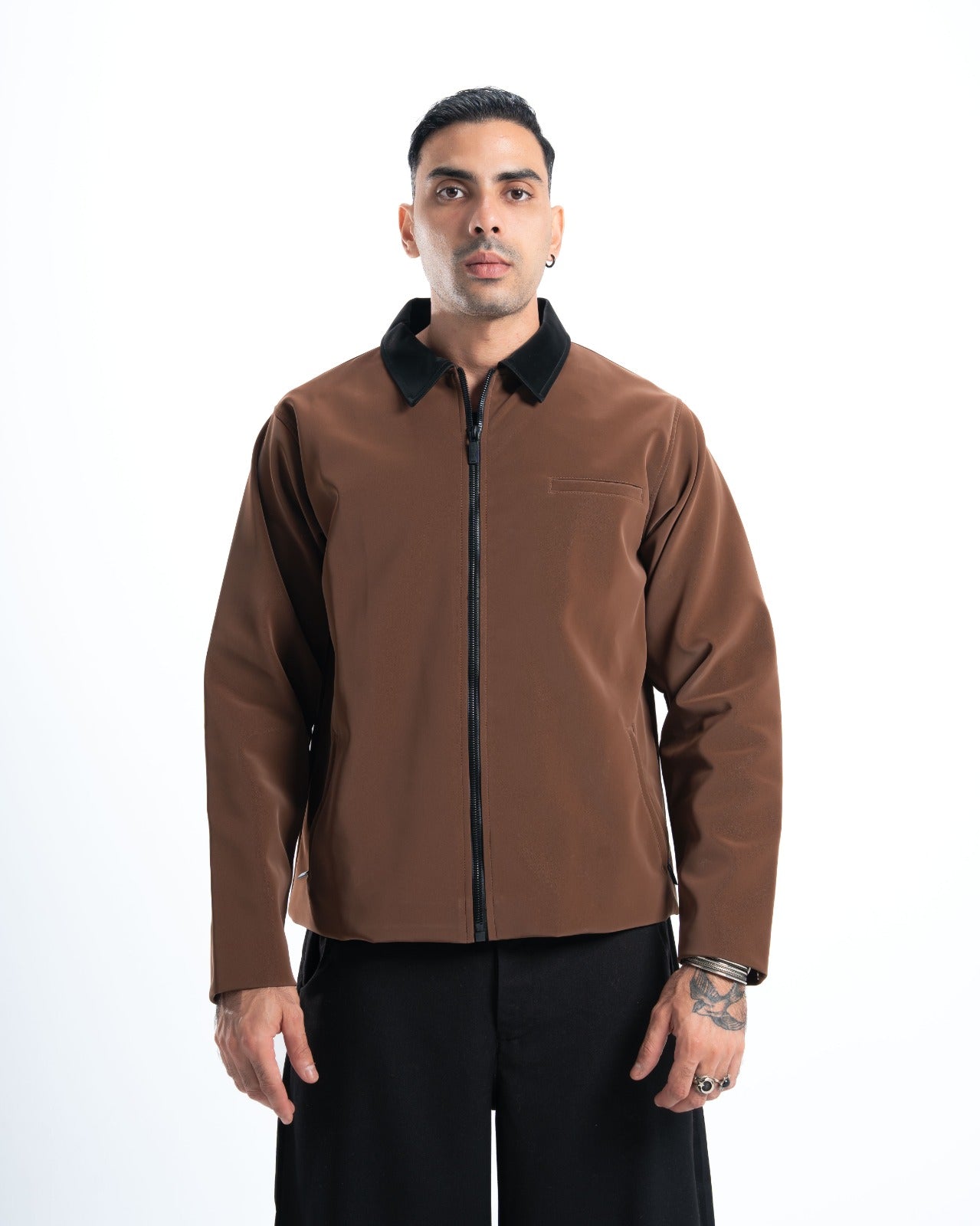 Black Collar havan Leather Jacket