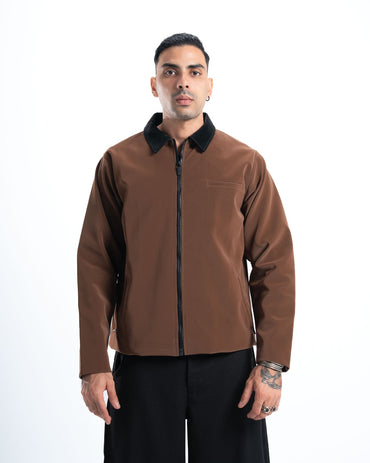 Black Collar havan Leather Jacket