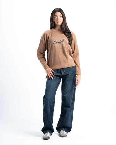 Beige Signature Knitted Pullover