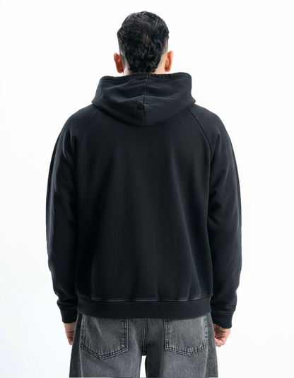 Black Vintage Wash Zip-Up Hoodie