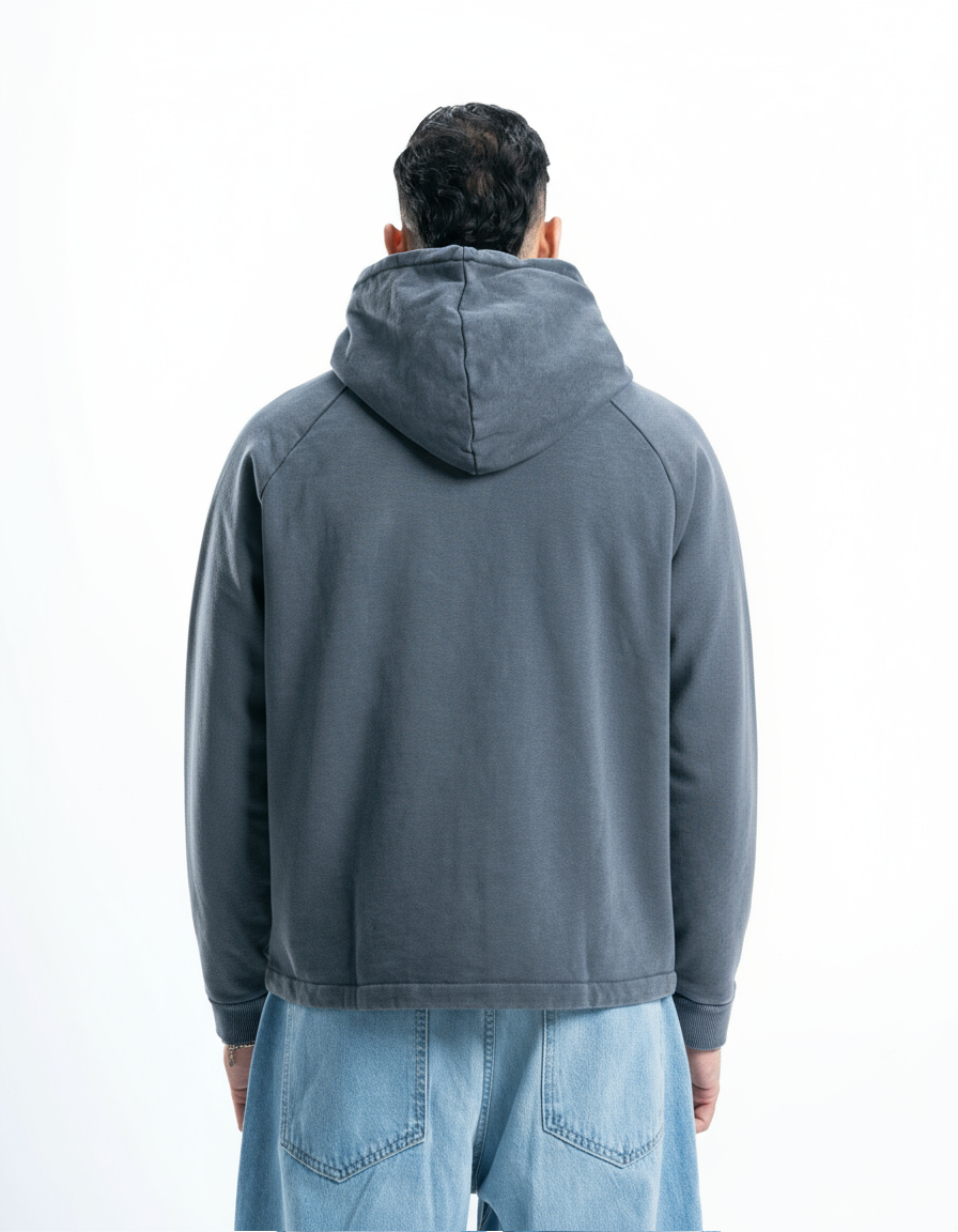 Dark Grey Vintage Wash Zip-Up Hoodie