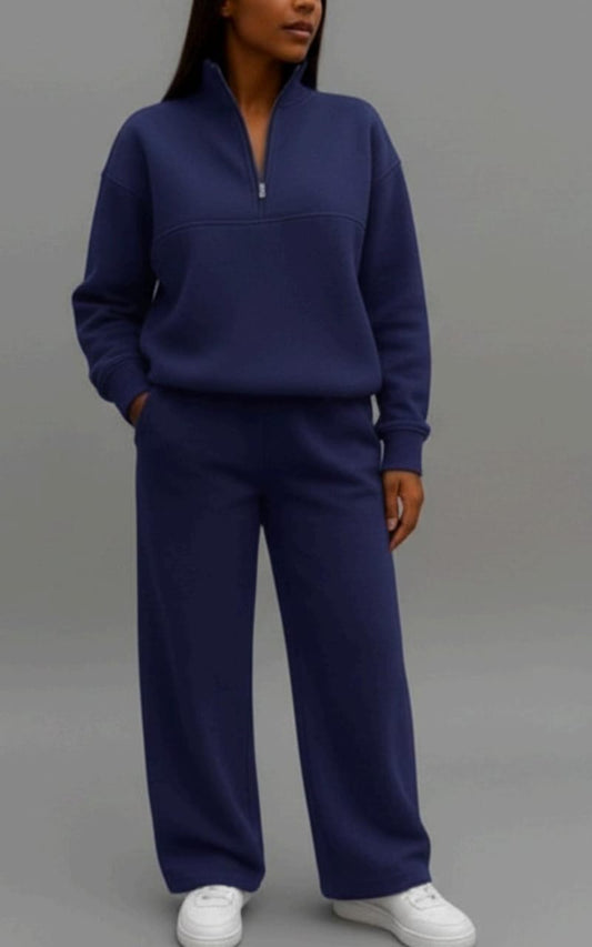 Womens Half Zip indigo  Hoodie