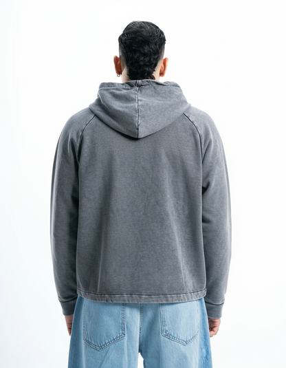 Light Grey Vintage Wash Zip-Up Hoodie