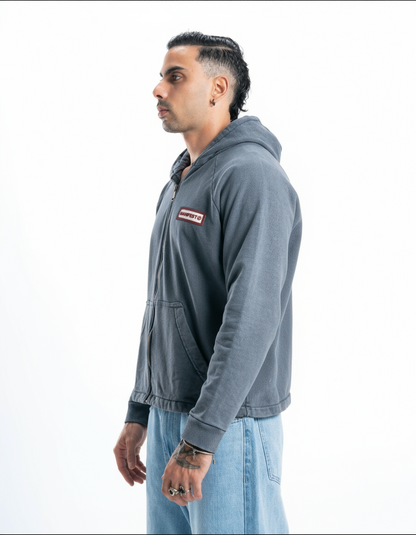 Light Grey Vintage Wash Zip-Up Hoodie