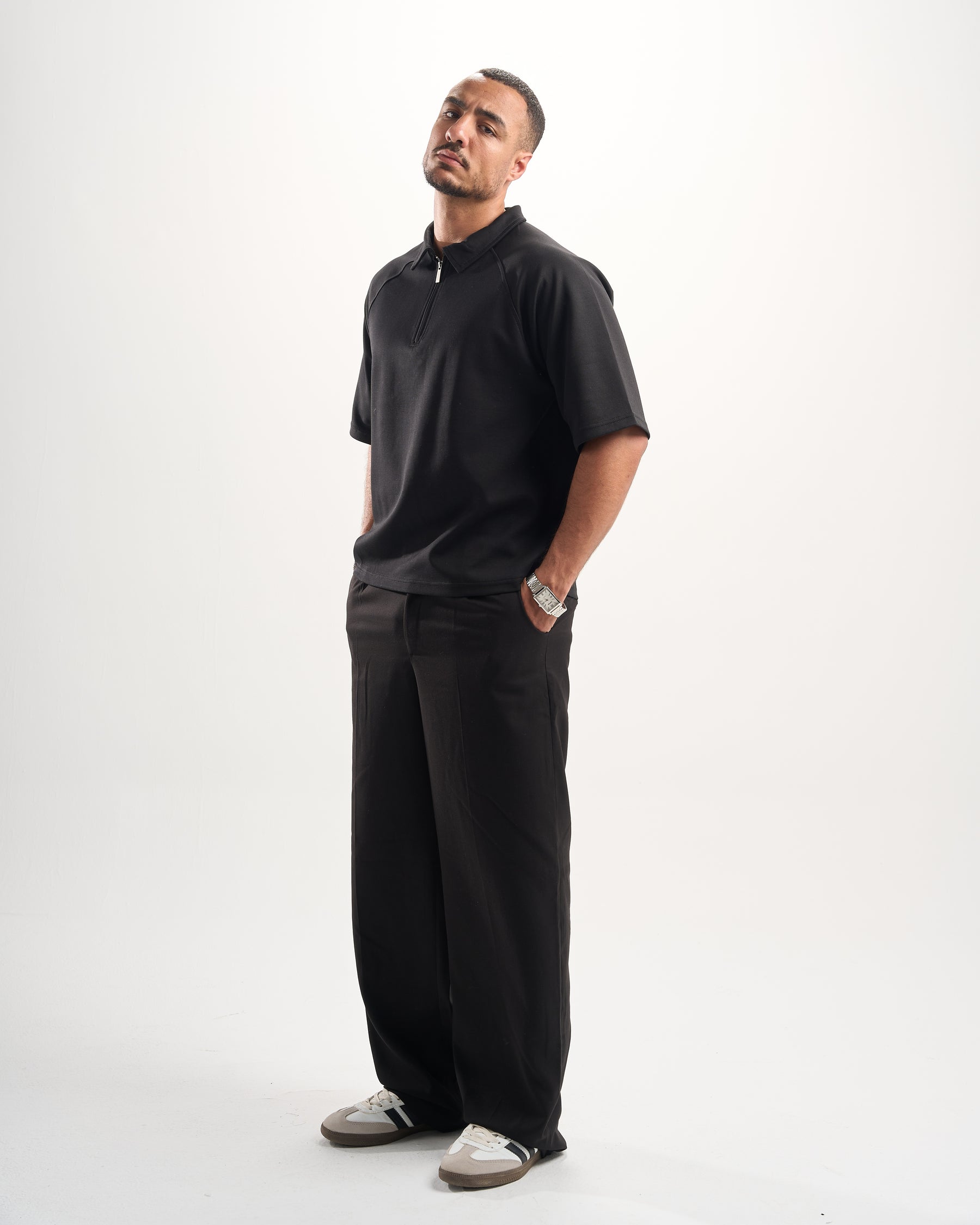 Black Zip-Up Polo