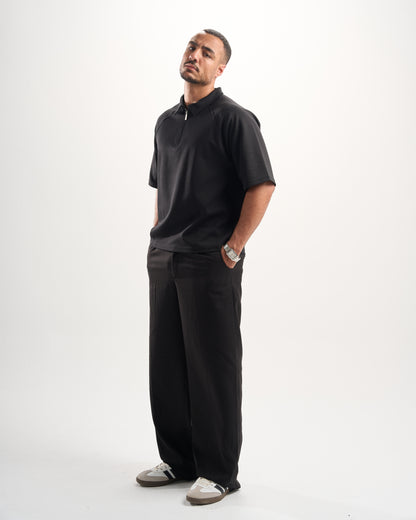 Black Zip-Up Polo