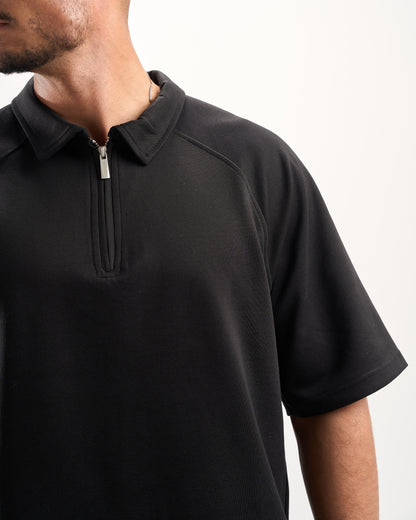 Black Zip-Up Polo