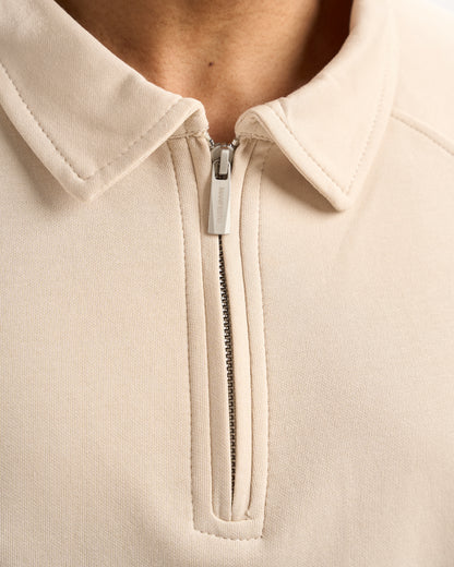Beige Zip-Up Polo