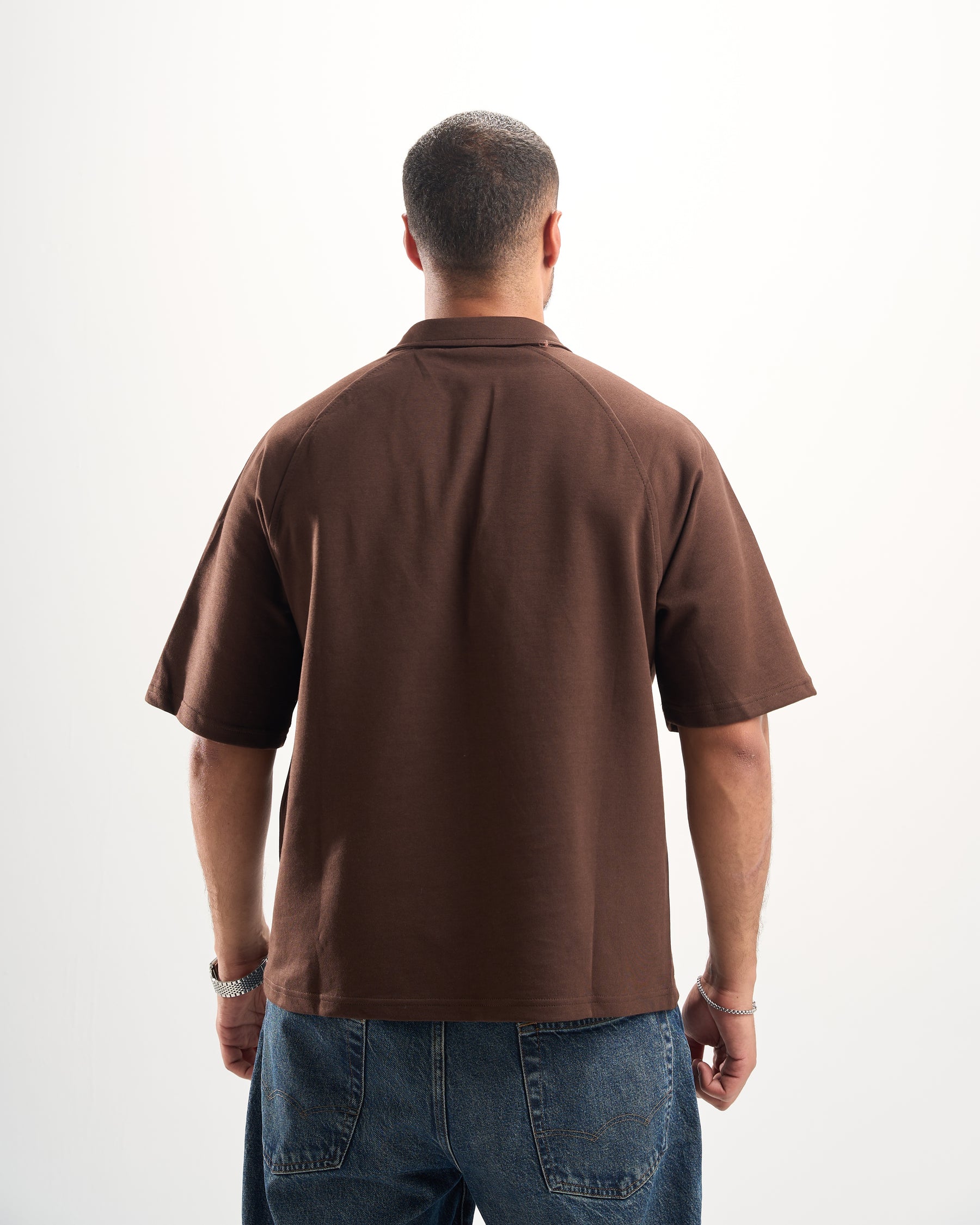Brown Zip-Up Polo
