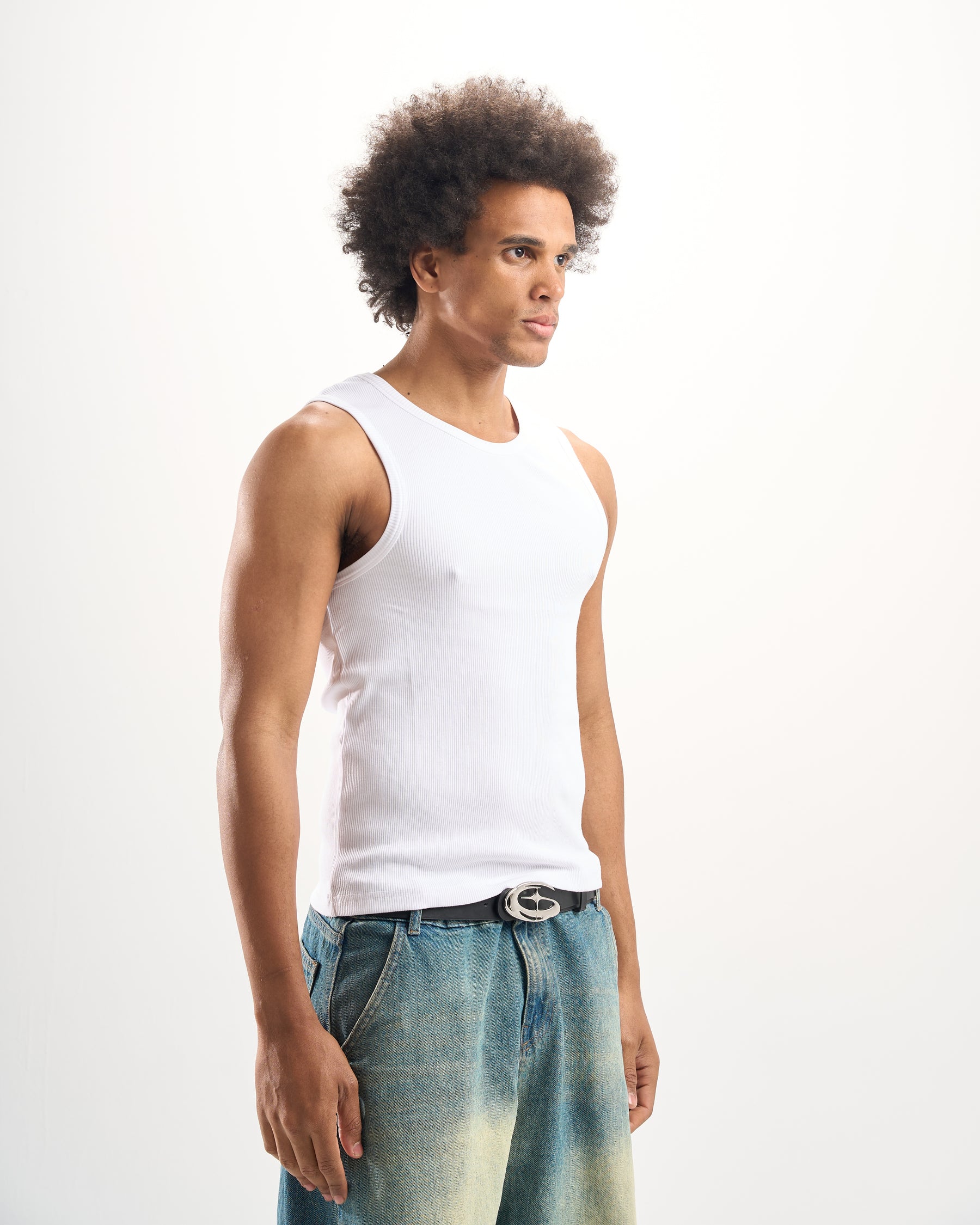 White Ribbed Tank Top