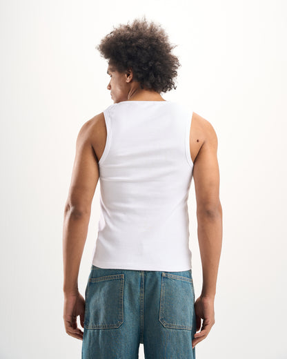 White Ribbed Tank Top
