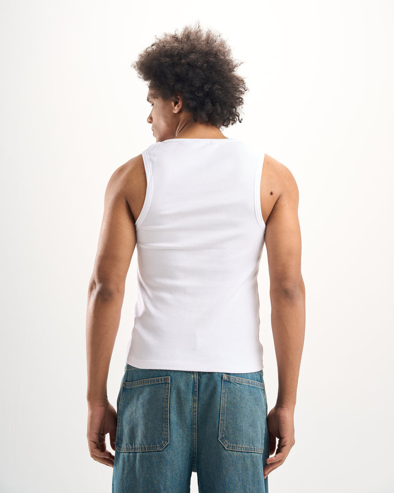 White Ribbed Tank Top