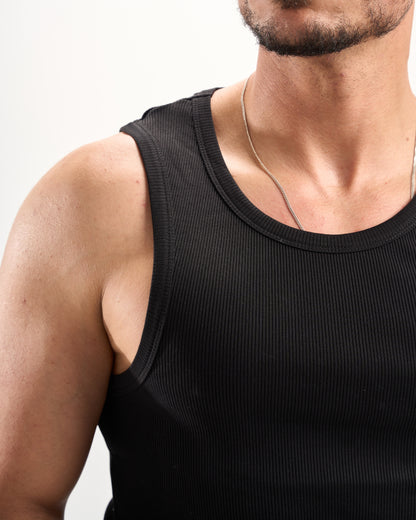 Black Ribbed Tank Top