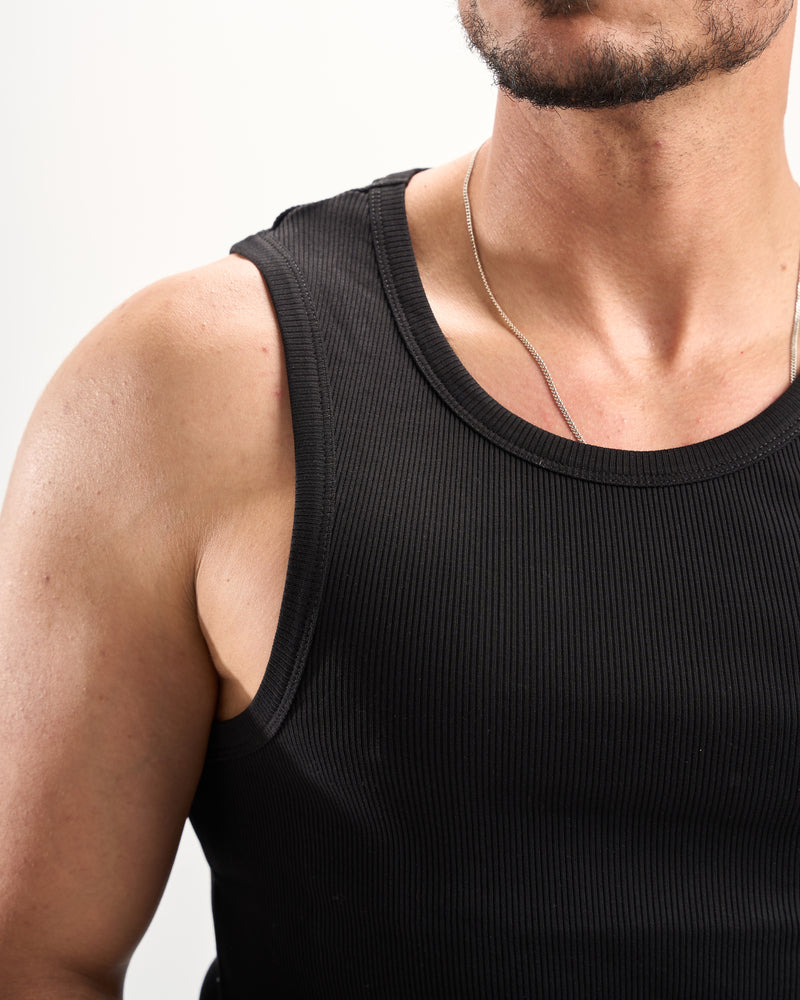 Black Ribbed Tank Top